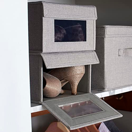 Household Essentials Small Drop Front Shoe Box Clear Front Panel 2-pack - Gray New