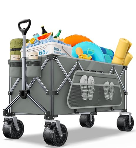 EVERYFUN PRO WAGONS CARTS FOLDABLE 350L COLLAPSIBLE WHEELS SLATE GRAY - GRAY