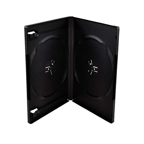 Maxtek 14mm Black Standard Double Capacity DVD Case and Outter Clear Sleeve New