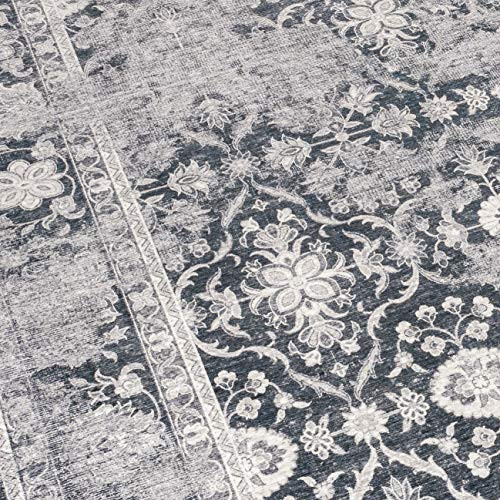 ReaLife Rugs Machine Washable Area Rug - Noor - Dark Gray Ivory 5' x 7' New