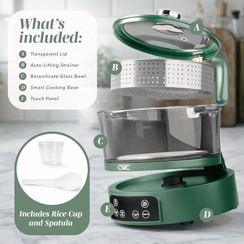 COOK WITH COLOR SERIES Mini Low Carb Rice Cooker, 2 Cup Raw/6Cup Cooked -SAGE New
