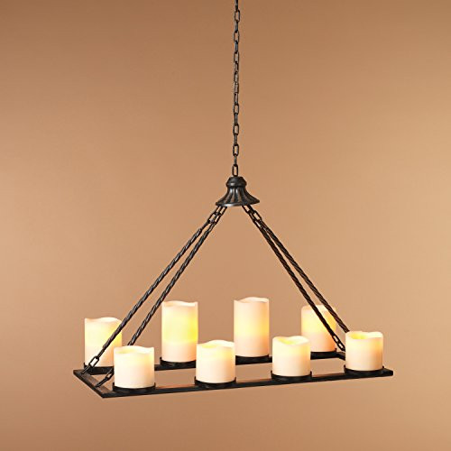 24 Inch Black Metal Hanging Candle Holder 8 Pillar Candles, Candle Chandelier New