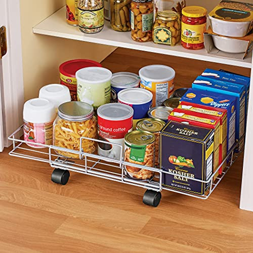 Collections Etc Flat Rolling Floor Shelf Metal Storage Cart Expandable 24" W New