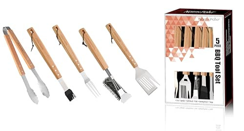 NORTH POINT 5PIECE BBQ TOOL SET HEAVY-DUTY STAINLESS-STEEL CONSTRUCTION