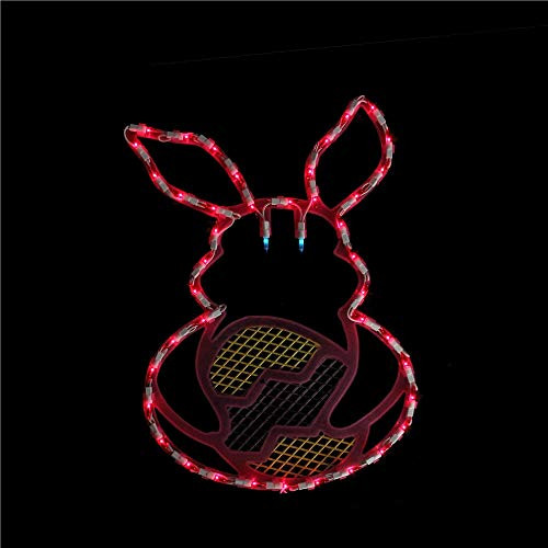 Impact Innovations Lighted Window Decoration, Pink and Green Easter Bunny New