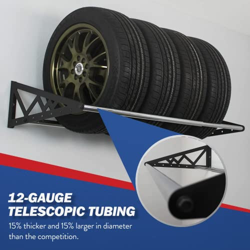 Eagle SafeRacks Wall Mount Tire Rack Garage Adjustable Tire Storage 400 lb Black New