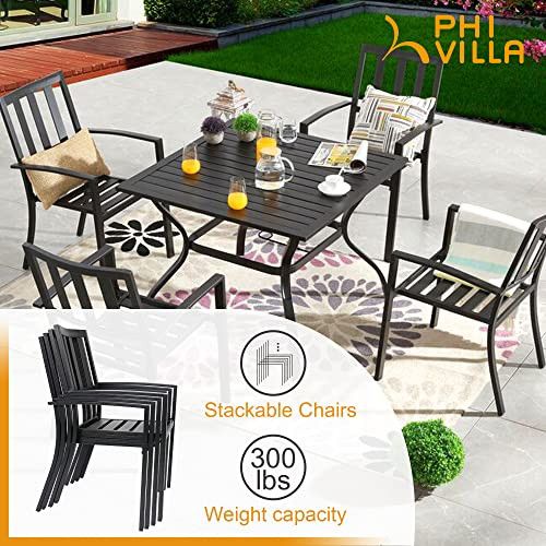 PHI VILLA Stackable Patio Dining Chairs Set of 2, Wrought Iron B07D76CR4Z Black New