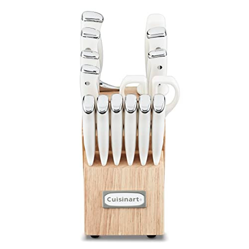 CUISINART 15-PIECE KNIFE SET WITH BLOCK HIGH CARBON STAINLESS STEEL - CREAM