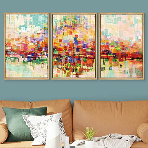 SIGNWIN Framed Canvas Wall Art Color Buildings Block 24"x36"x3 Natural New