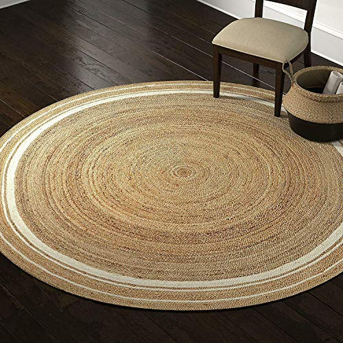 VE-RUG-VIPANTH-EXPORTS-BEIGE-WHITE-LINE-6-FEET-ROUND-72-X-72-INCHES New
