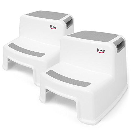 ILOVE 2 STEP STOOL KIDS POTTY TRAINING STADIUM 12.7" H 2 PACK STL102 - WHITE New