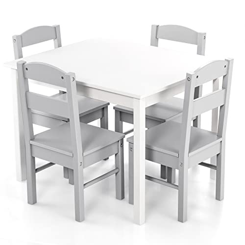 Costzon Kids Table and Chairs 5 Pieces Wooden Table Set B0B4DTT9WS-NEW New