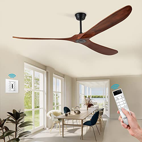 Chriari 60'' Walnut Ceiling Fan, 3 Wood Blades, 6 Speeds, DC Motor B0B6356RV9 New