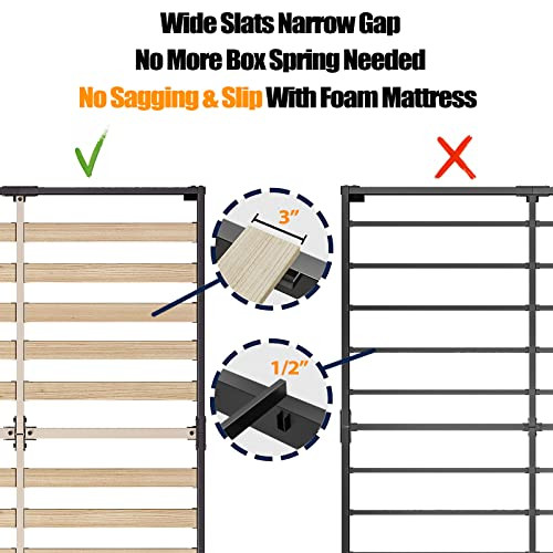 ZIYOO Twin Size Bed Frames 16 Tall, 3 Wide 2500lb Support Foam Mattress NO BOX New