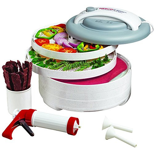 Nesco FD-61WHC Snackmaster Encore Food Dehydrator Jerky Gun Kit 5 Trays Gray New