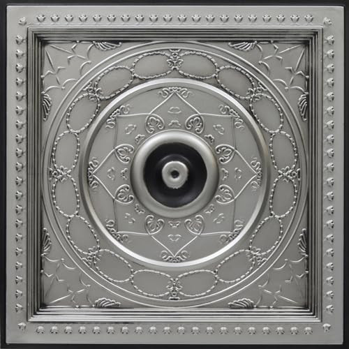 Downtown-Faux Tin Ceiling Tile - Antique Silver 25-Pack New