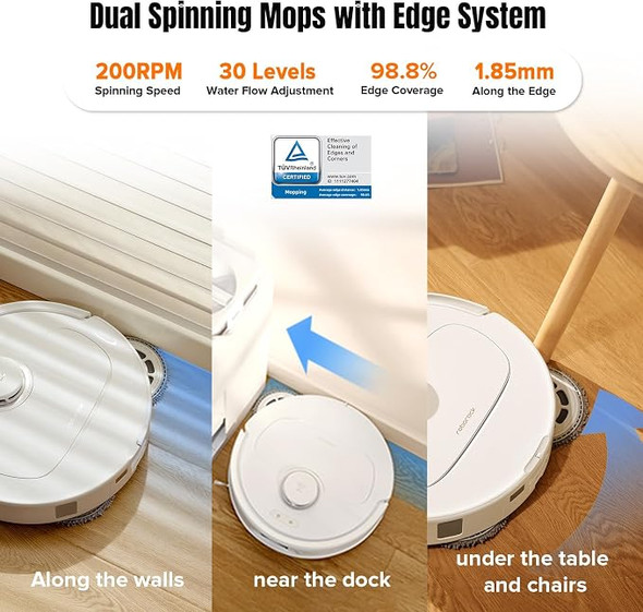 ROBOROCK QREVO MAXV ROBOT VACUUM AND MOP, FLEXIARM DESIGN 7000PA SUCTION - WHITE