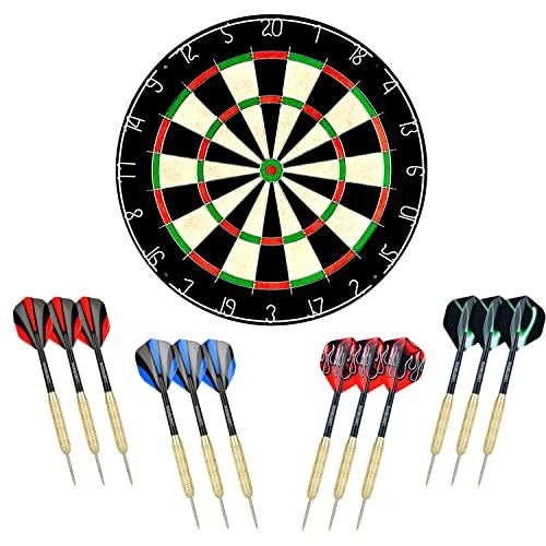 LinkVisions Sisal/Bristle Dartboard with Staple-Free Bullseye - 17.8” x1.5 New