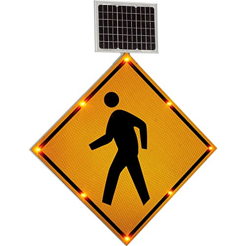 Global Industrial Solar Powered Flashing LED Pedestrian Sign B07M64TNLB - NEW New