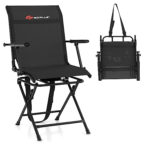Goplus Hunting Chair Swivel Folding Hunting Blind Chair B0CBBXLB8V - Black New