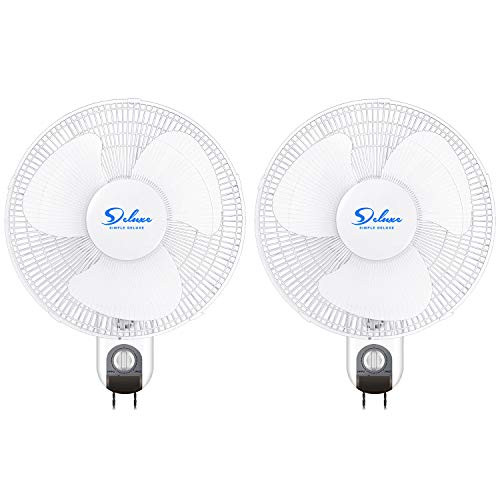 Simple Deluxe 16" Digital Household Wall Mount Fans 2 Pack - White New