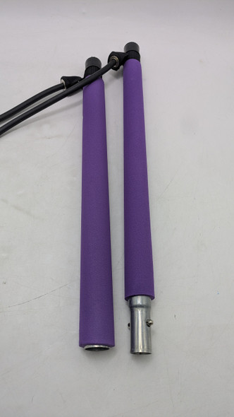 Portable Pilates Bar Kit Yoga Stick Resistance Band Foot Loop Total Body, Purple New