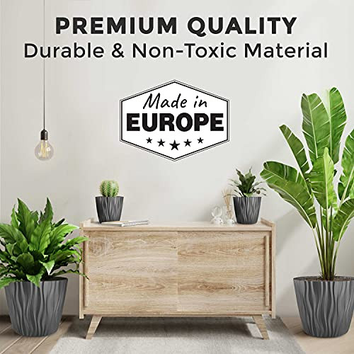 Mueller Austria Plant and Flower Pot 12 Inch European Made 4/1 Set - Grey New