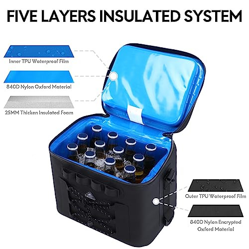 Haimont Heavy Duty 12 Can Soft Cooler Insulated Leakproof Soft Sided - Black New