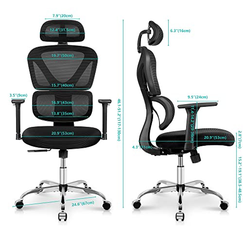 KERDOM Ergonomic Office Chair Breathable Mesh Gaming Chair (S-Black) New