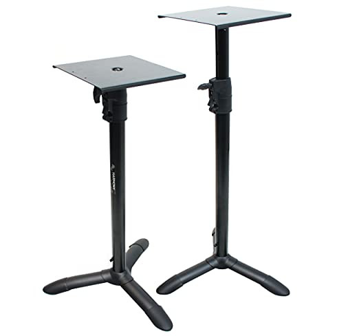 Studio Monitor Stands Adjustable Bookshelf Stand Pair Harmony Audio - Black New