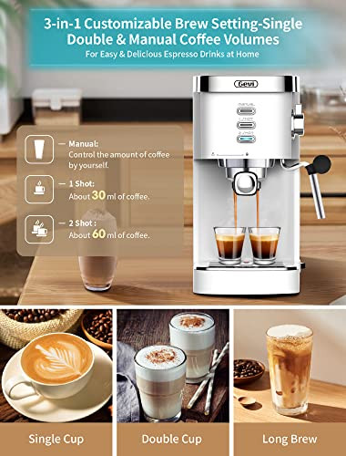 Gevi Espresso Machines 20 Bar with Foaming Milk Frother Wand - Silver New