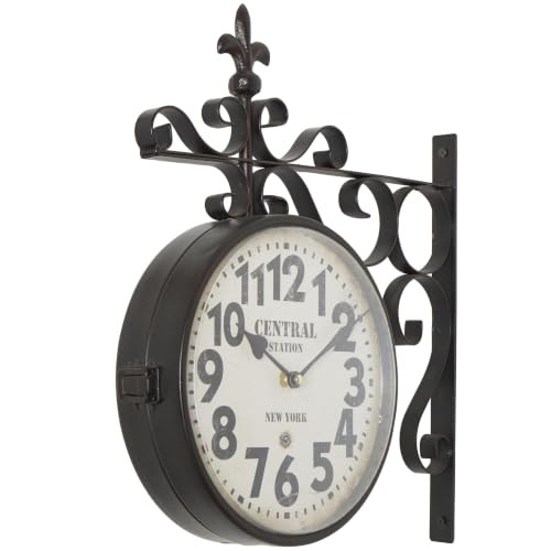 deco 79 Metal Scroll Wall Clock, Clock 15" x 3" x 16", Black New