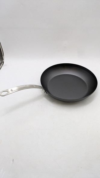 MADE IN Seasoned Carbon Steel 12" Fry Pan Color: Black steel handle New