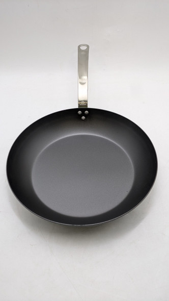 MADE IN Seasoned Carbon Steel 12" Fry Pan Color: Black steel handle New