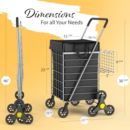 Our Modern Space Stairs Climbing Shopping Cart w/Waterproof Basket Liner