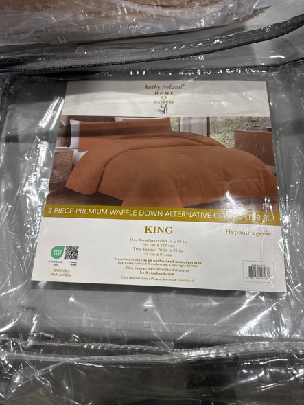 KATHY IRELAND 3PC. WAFFLE DOWN ALTERNATIVE COMFORTER SET - 940728 - RUST - KING