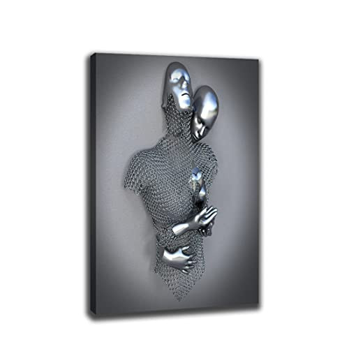 Hugging Lovers 3D Abstract Effect modern Wall Art - Frame 07, 16x24" New