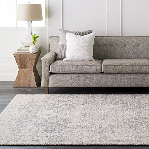 WorldWeavers Area Rug, 7'10" Round, Charcoal, Light Gray, Beige