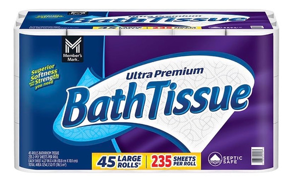 Member's Mark Ultra Premium Soft Strong Bath Tissue 2-Ply 45 Rolls 235 Sheets New