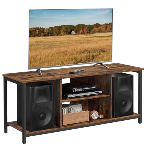VASAGLE TV Stand for TV up to 60" TV Cabinet Open Shelves Rustic Brown/Black New