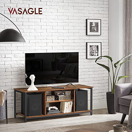 VASAGLE TV Stand for TV up to 60" TV Cabinet Open Shelves Rustic Brown/Black New