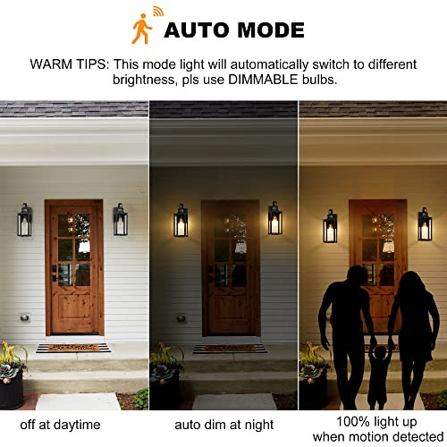 Pia Ricco Motion Sensor Outdoor Wall Lantern Matte Black Clear Glass - Black New