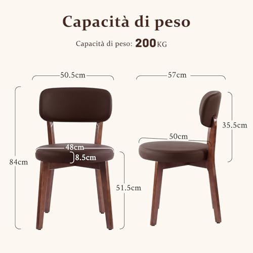 Ckaff Set of 2 Dining Chairs PU Kitchen Chairs Living Room Armchairs B0FNVWJVFK New