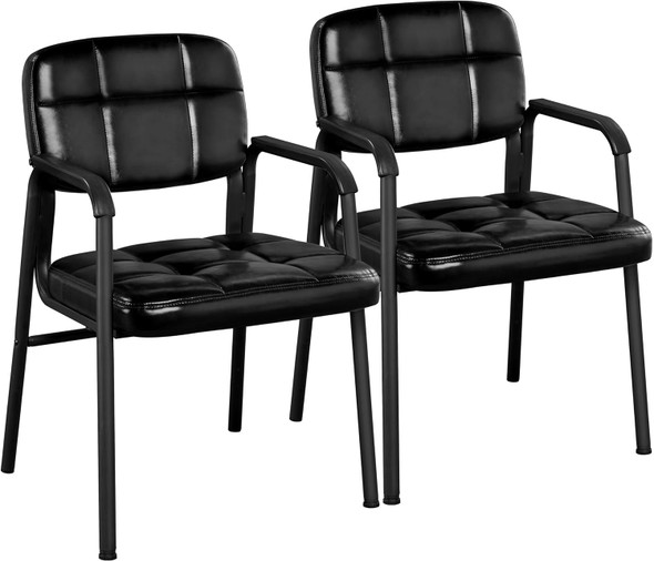 YAHEETECH SET OF 2 MEETING CHAIRS OFFICE CHAIRS - BLACK New