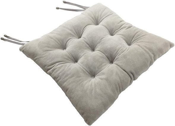 RULLENY CHAIR PADS AND SEAT CUSHIONS WITH TIES NON SLIP 2PC - LIGHT GRAY New