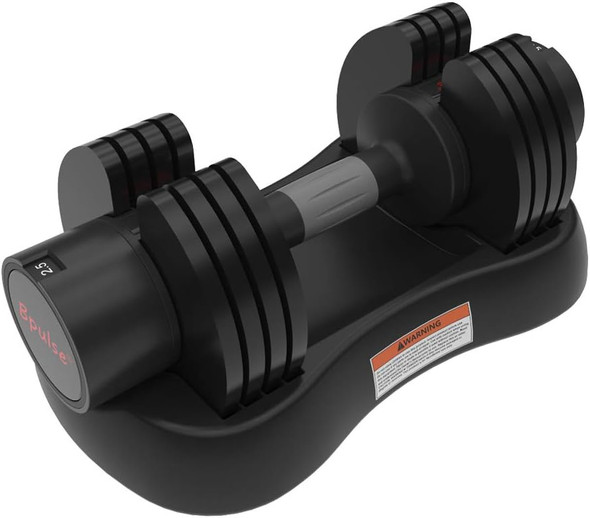 BPULSE 12.5KG/27.5LB ADJUSTABLE DUMBBELL WITH HANDLE AND WEIGHT PLATE - BLACK