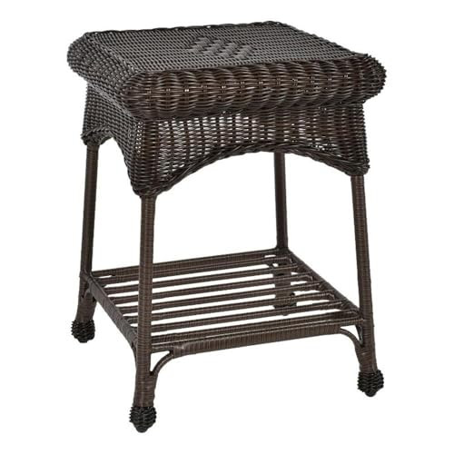 Jeco Wicker Patio End Table in Espresso New