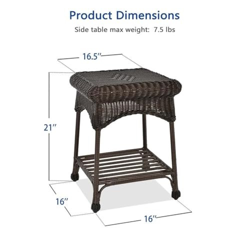 Jeco Wicker Patio End Table in Espresso New