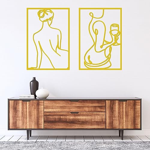 Gold Metal Wall Art Set of 2 Simple Wall Decor 18” X 12” Art Décor B0CBN8FHJ2 New