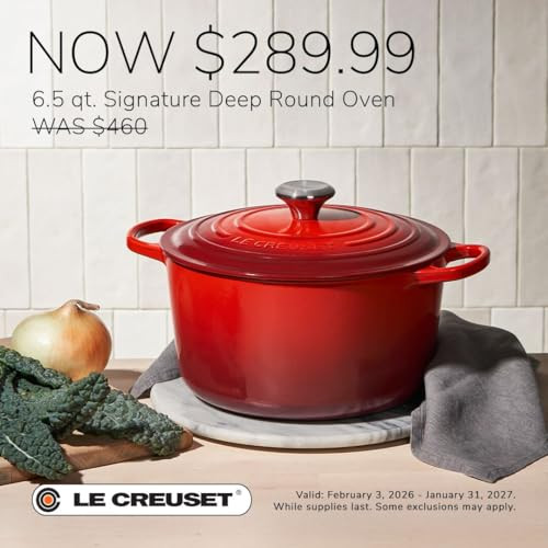 LE CREUSET ENAMELED CAST IRON SIGNATURE DEEP ROUND OVEN 6.5 QT - SEA SALT New